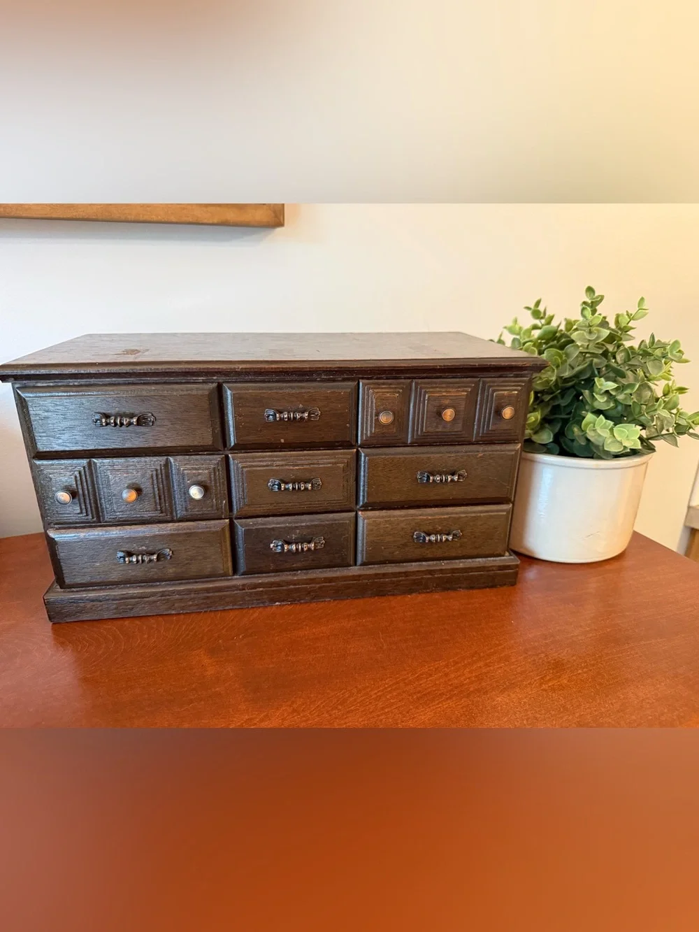 Wooden Multi-Drawer Jewelry Organizer - Dark Brown vintage